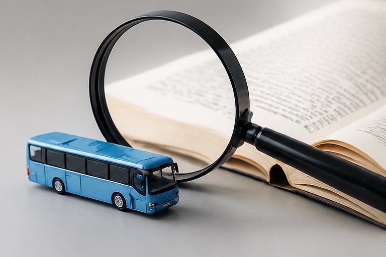虫眼鏡で書類を確認する法令チェックのイメージ
