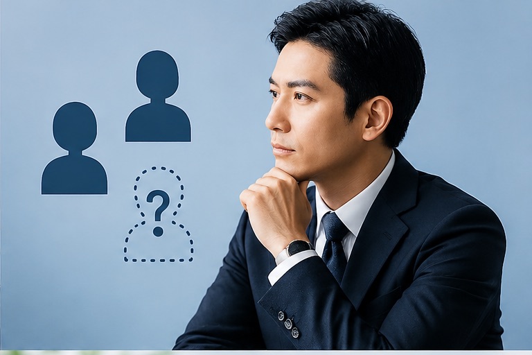 採用について考えるバス会社の経営者