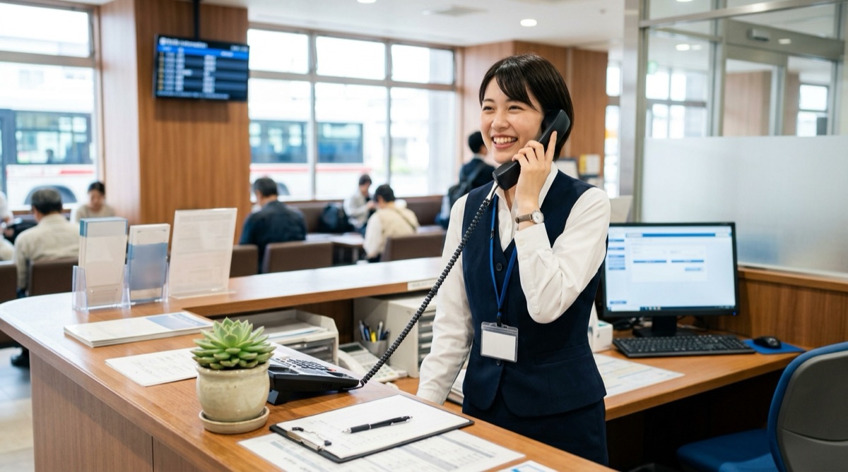 お問い合わせに対応する受付スタッフ